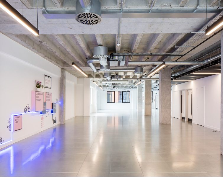 Led and wall signs and exposed M&E systems.