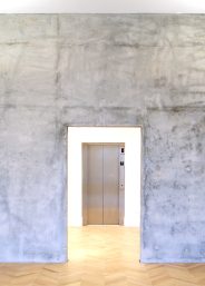 Cat A office fit-out with concrete feature wall for an office space in London.